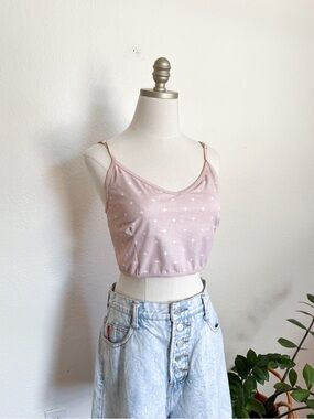 Kortni Jeane Dusty Pink X print V’D crop swim top